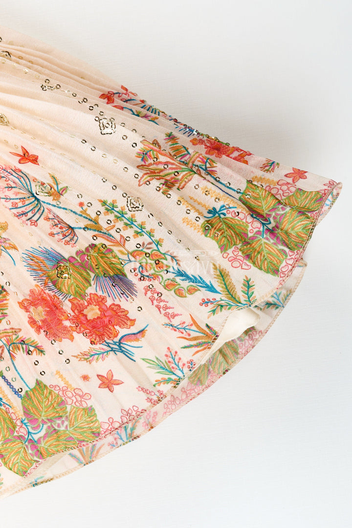 The Nesavu Silk Party Frock Silk Frock for Baby Girls with Floral Digital Print and Sequence Embroidery Nesavu Nesavu baby girl silk frock floral digital print embroidery  ideal naming ceremonies