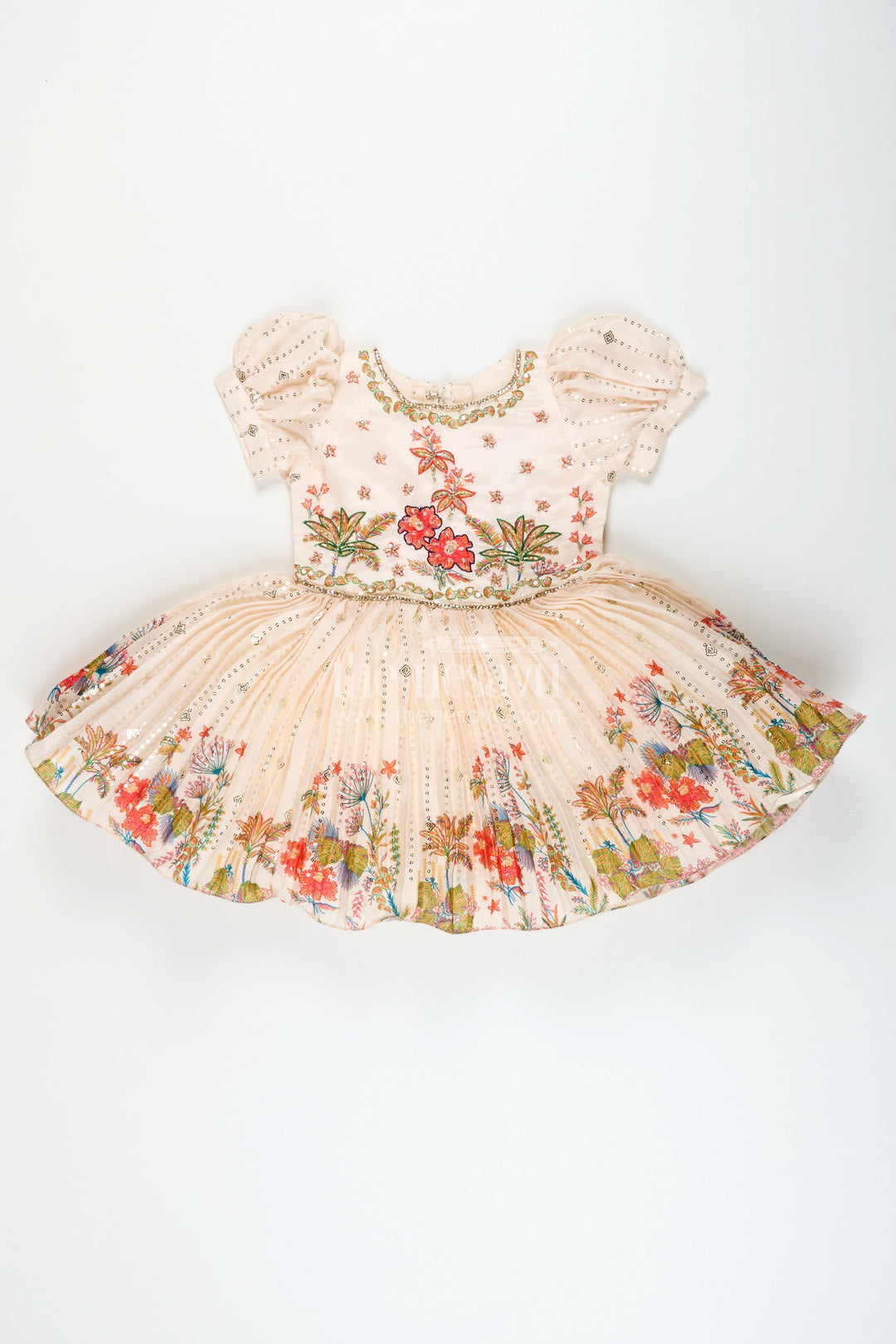The Nesavu Silk Party Frock Silk Frock for Baby Girls with Floral Digital Print and Sequence Embroidery Nesavu Nesavu baby girl silk frock floral digital print embroidery  ideal naming ceremonies