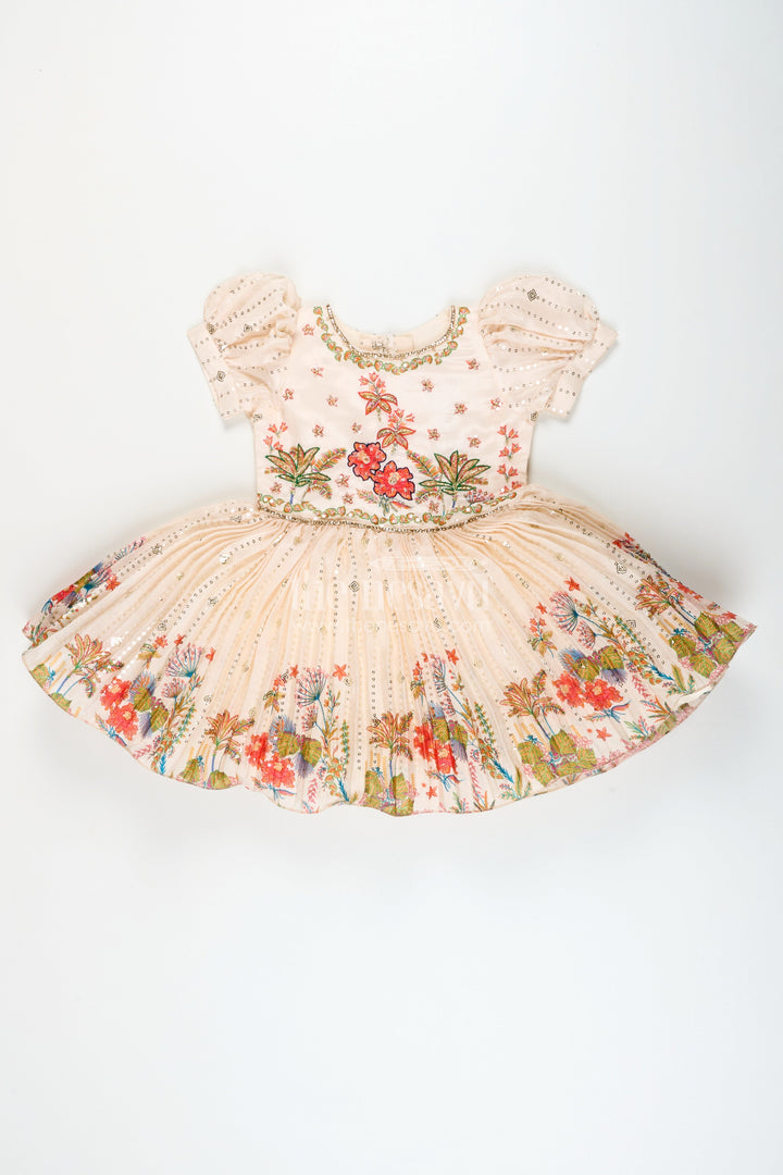 The Nesavu Silk Party Frock Silk Frock for Baby Girls with Floral Digital Print and Sequence Embroidery Nesavu Nesavu baby girl silk frock floral digital print embroidery  ideal naming ceremonies