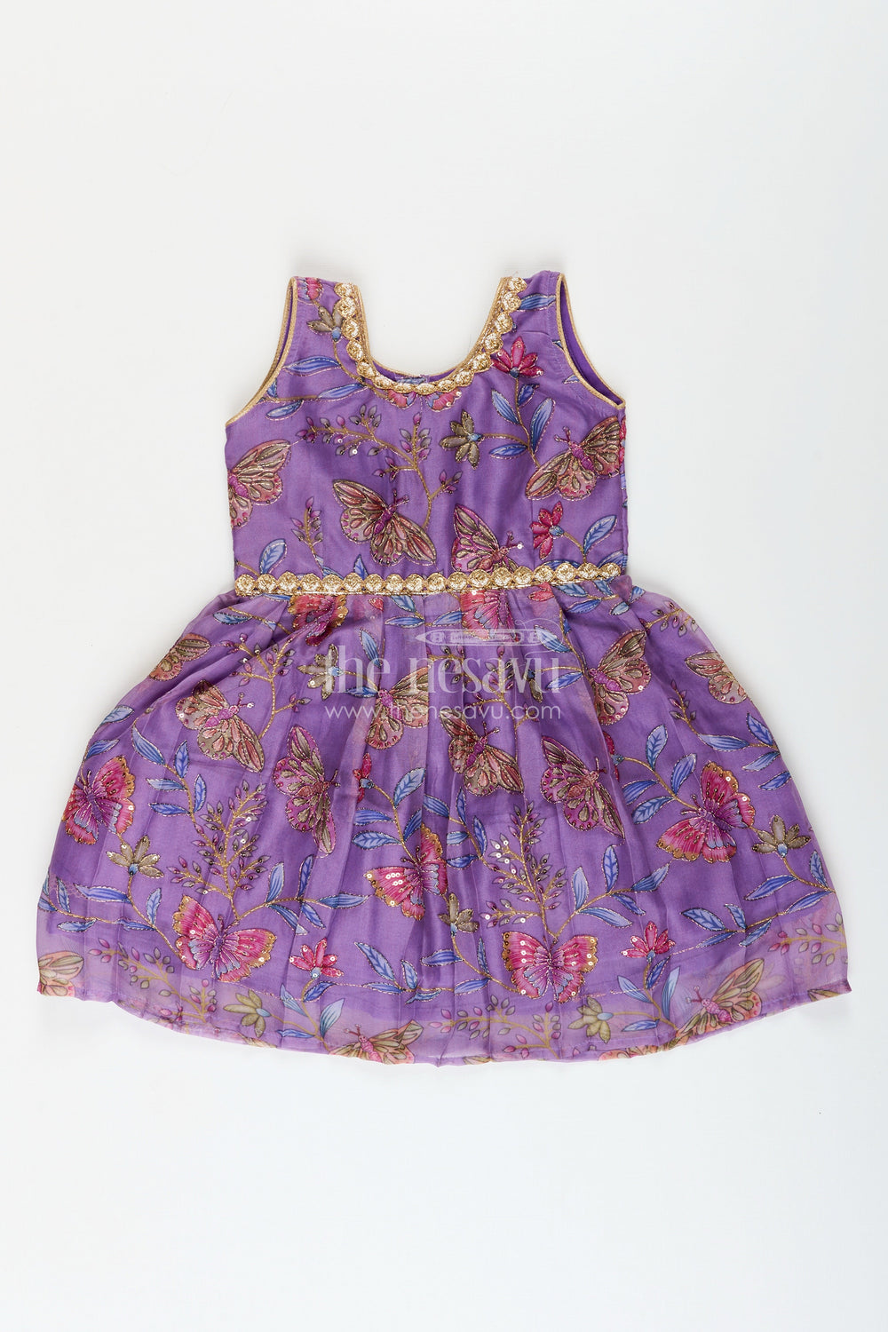 The Nesavu Silk Frock Silk frock for baby girls with lace work for festive and traditional occasions Nesavu 16 (1Y) / Purple SF1072A-16 Nesavu baby girl silk frock lace detailing Banaras weave  ideal festivals poojas