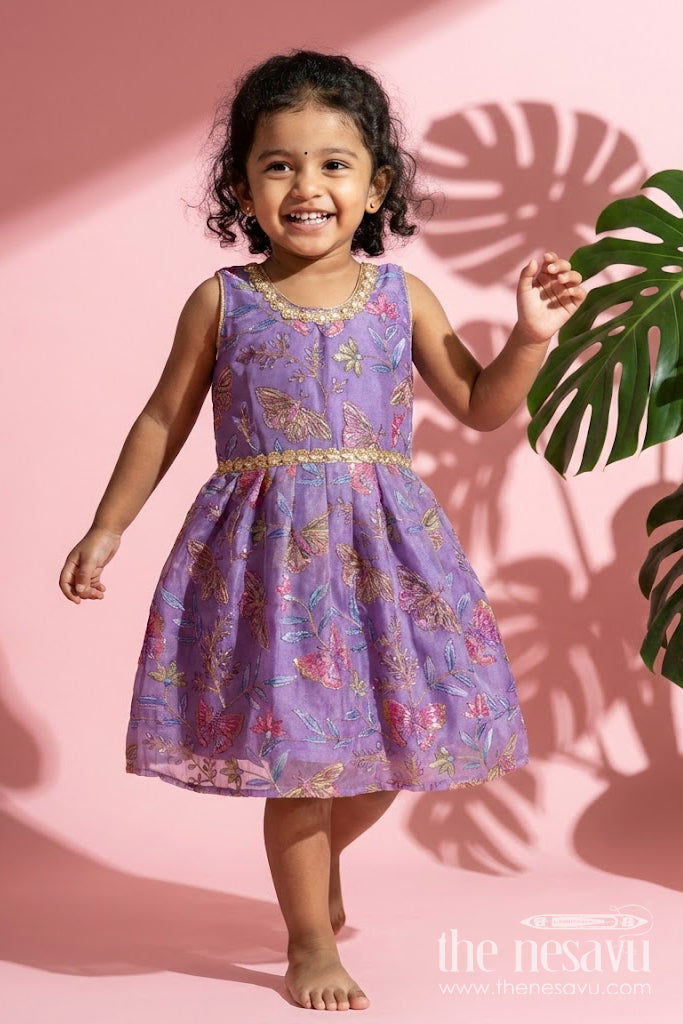 The Nesavu Silk Frock Silk Frock for Baby Girls with Lace Work for Festive and Traditional Occasions Nesavu 16 (1Y) / Purple SF1072A-16 Nesavu baby girl silk frock lace detailing Banaras weave  ideal festivals poojas