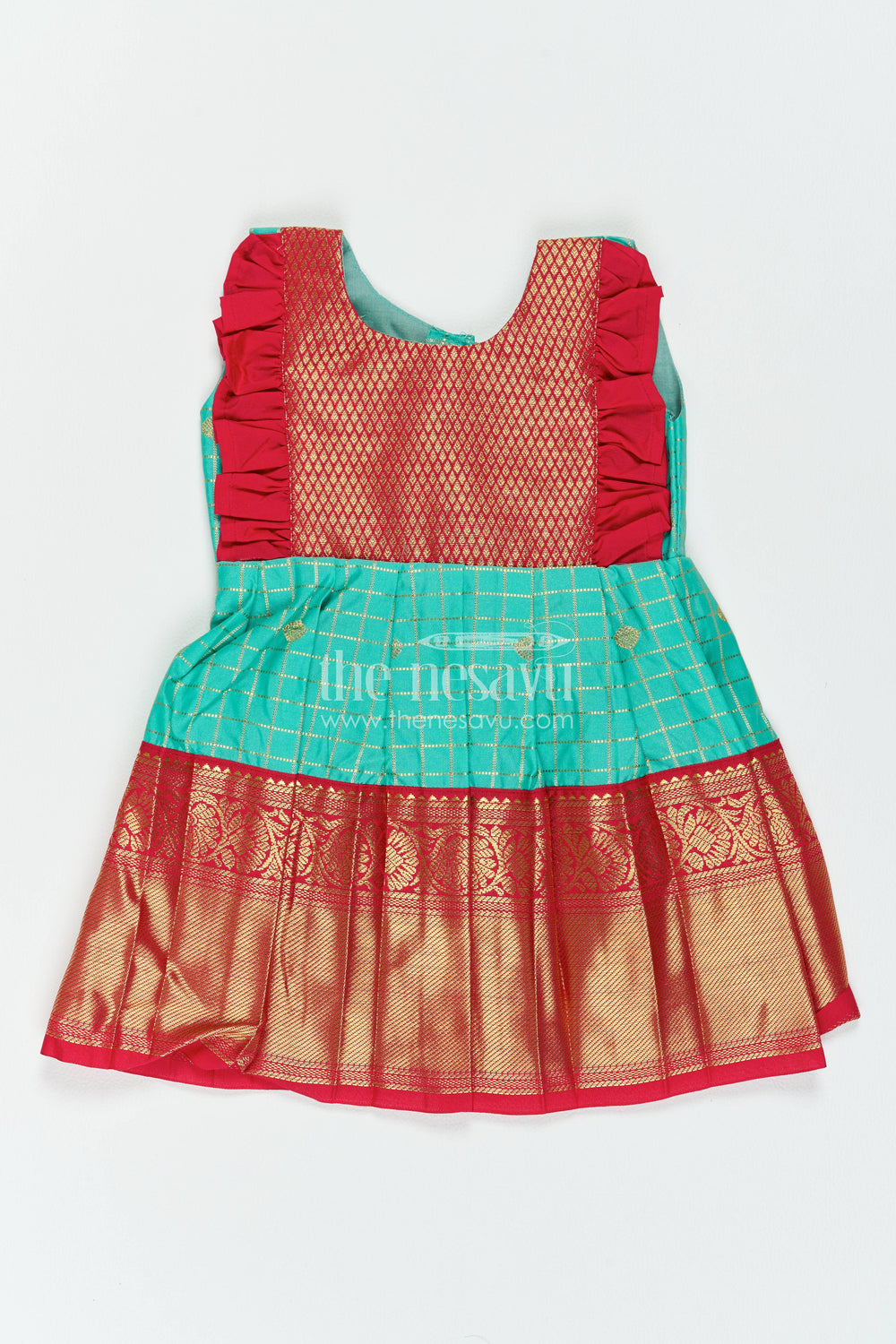 The Nesavu Girls Kanchi Silk Frock Silk Frock for Girls in Blue with an Occasion Ready Finish Nesavu 12 (3M) / Blue / Style 1 KSF099DA-12 Nesavu Silk Frock For Girls In Blue For Parties And Memorable Photos KSF099DA-12