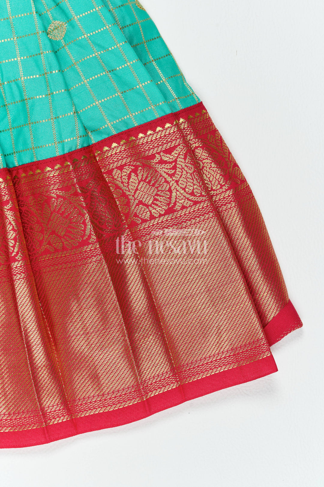 The Nesavu Girls Kanchi Silk Frock Silk Frock for Girls in Blue with an Occasion Ready Finish Nesavu Nesavu Silk Frock For Girls In Blue For Parties And Memorable Photos