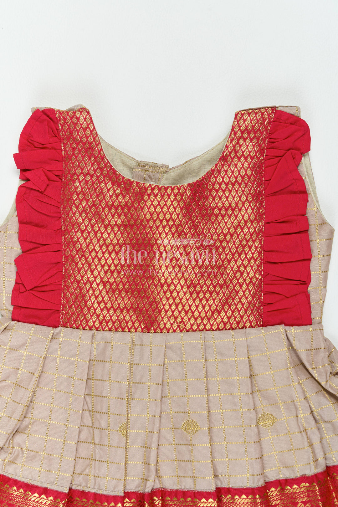 The Nesavu Girls Kanchi Silk Frock Silk Frock for Girls in Grey for Traditional Events Nesavu Nesavu Silk Frock For Girls In Grey For Parties And Memorable Photos