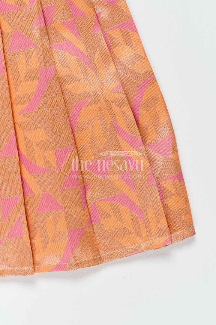 The Nesavu Girls Kanchi Silk Frock Silk Frock for Girls in Peach with an Occasion Ready Finish Nesavu Nesavu Silk Frock For Girls In Peach For Parties And Memorable Photos