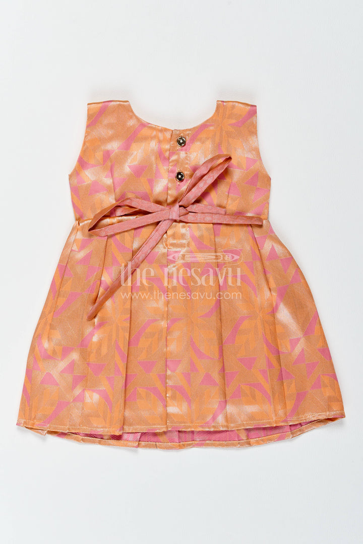 The Nesavu Girls Kanchi Silk Frock Silk Frock for Girls in Peach with an Occasion Ready Finish Nesavu Nesavu Silk Frock For Girls In Peach For Parties And Memorable Photos
