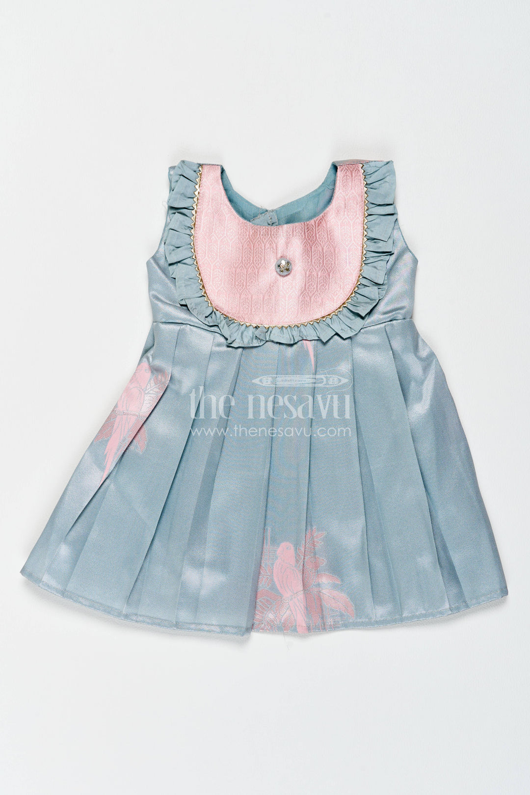 The Nesavu Girls Kanchi Silk Frock Silk Frock for Girls in Pink for Traditional Events Nesavu 10 (NB) / Pink / Style 3 KSF084AC-10 Nesavu Silk Frock For Girls In Pink For Parties And Memorable Photos KSF084AC-10