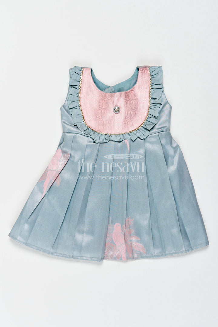 The Nesavu Girls Kanchi Silk Frock Silk Frock for Girls in Pink for Traditional Events Nesavu 10 (NB) / Pink / Style 3 KSF084AC-10 Nesavu Silk Frock For Girls In Pink For Parties And Memorable Photos KSF084AC-10