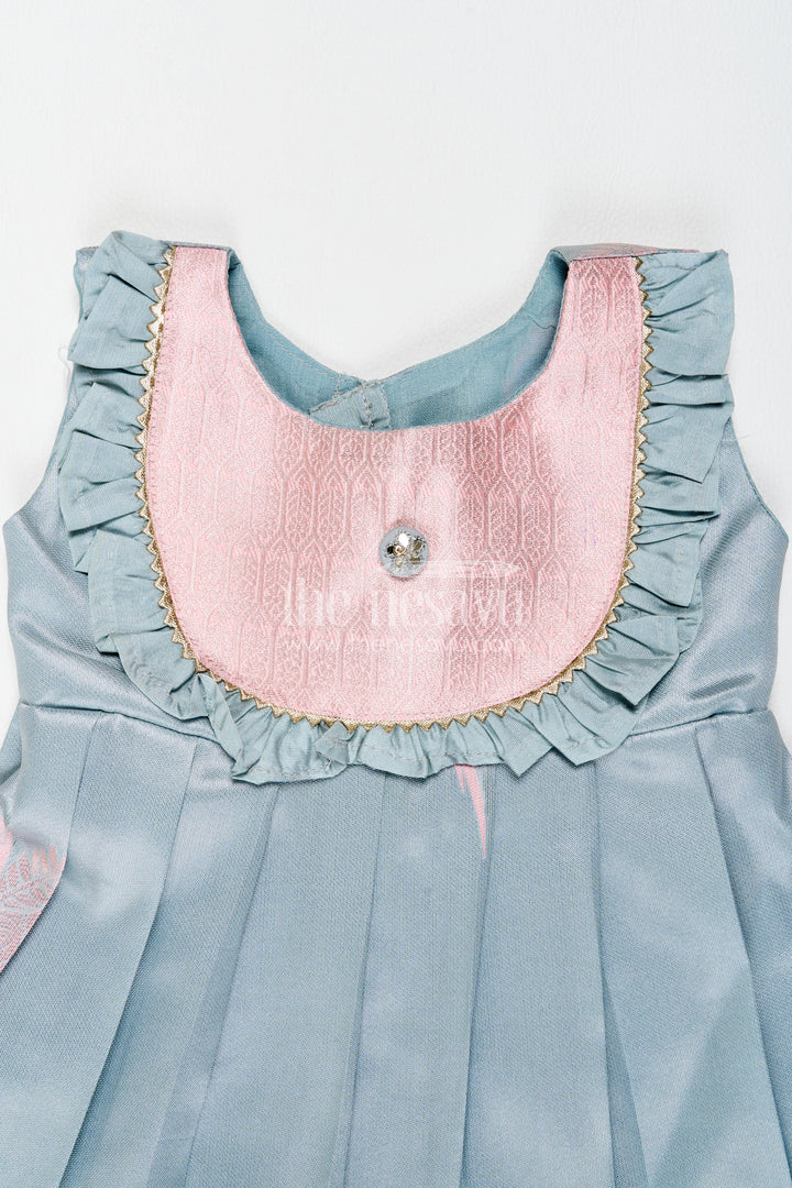 The Nesavu Girls Kanchi Silk Frock Silk Frock for Girls in Pink for Traditional Events Nesavu Nesavu Silk Frock For Girls In Pink For Parties And Memorable Photos