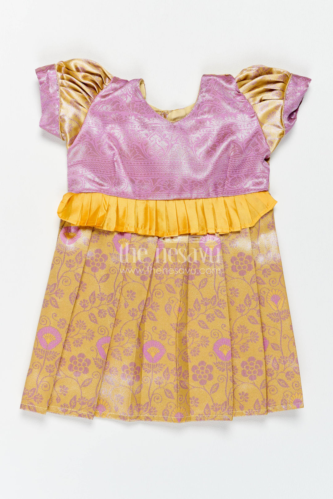 The Nesavu Girls Kanchi Silk Frock Silk Frock for Girls in Purple for Family Celebrations Nesavu 12 (3M) / Purple / Style 3 KSF083BC-12 Nesavu Silk Frock For Girls In Purple For Family Celebrations KSF083BC-12