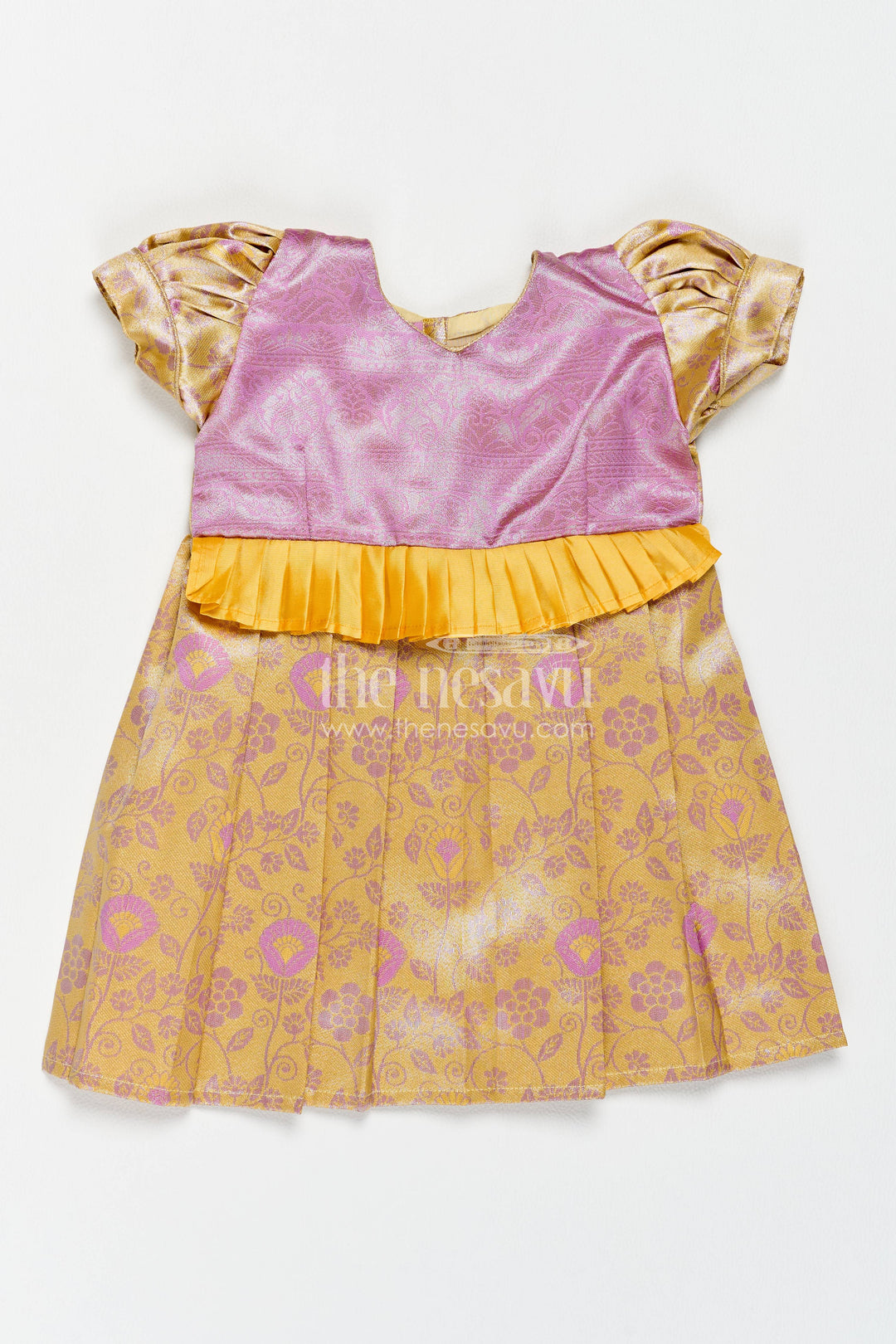 The Nesavu Girls Kanchi Silk Frock Silk Frock for Girls in Purple for Family Celebrations Nesavu 12 (3M) / Purple / Style 4 KSF083BD-12 Nesavu Silk Frock For Girls In Purple For Family Celebrations KSF083BD-12