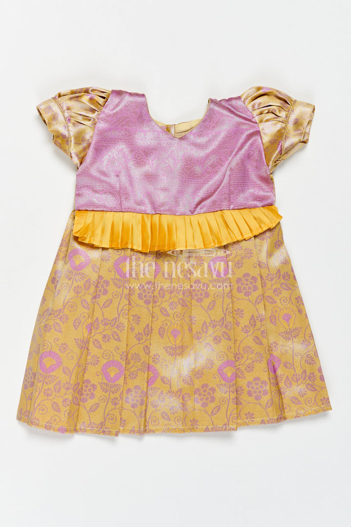 The Nesavu Girls Kanchi Silk Frock Silk Frock for Girls in Purple for Family Celebrations Nesavu 12 (3M) / Purple / Style 4 KSF083BD-12 Nesavu Silk Frock For Girls In Purple For Family Celebrations KSF083BD-12