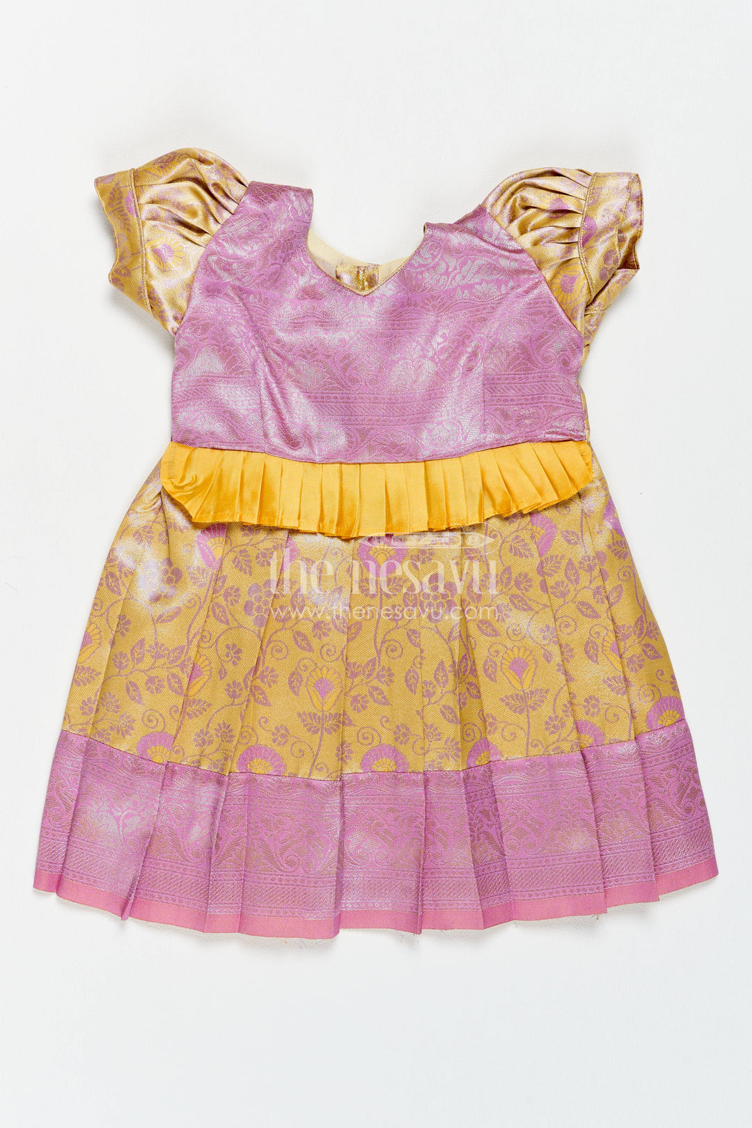The Nesavu Girls Kanchi Silk Frock Silk Frock for Girls in Purple for Family Celebrations Nesavu 14 (6M) / Purple / Style 2 KSF083BB-14 Nesavu Silk Frock For Girls In Purple For Family Celebrations KSF083BB-14