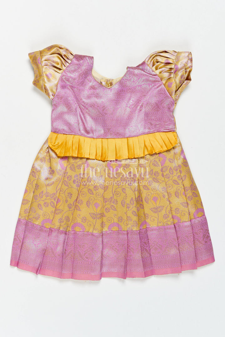 The Nesavu Girls Kanchi Silk Frock Silk Frock for Girls in Purple for Family Celebrations Nesavu 14 (6M) / Purple / Style 2 KSF083BB-14 Nesavu Silk Frock For Girls In Purple For Family Celebrations KSF083BB-14