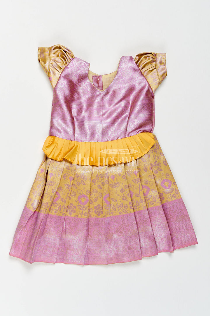 The Nesavu Girls Kanchi Silk Frock Silk Frock for Girls in Purple for Family Celebrations Nesavu 18 (2Y) / Purple / Style 1 KSF083BA-18 Nesavu Silk Frock For Girls In Purple For Family Celebrations KSF083BA-18