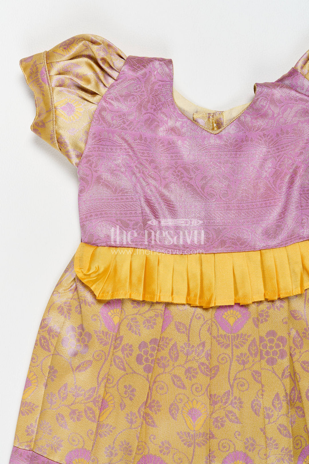 The Nesavu Girls Kanchi Silk Frock Silk Frock for Girls in Purple for Family Celebrations Nesavu Nesavu Silk Frock For Girls In Purple For Family Celebrations