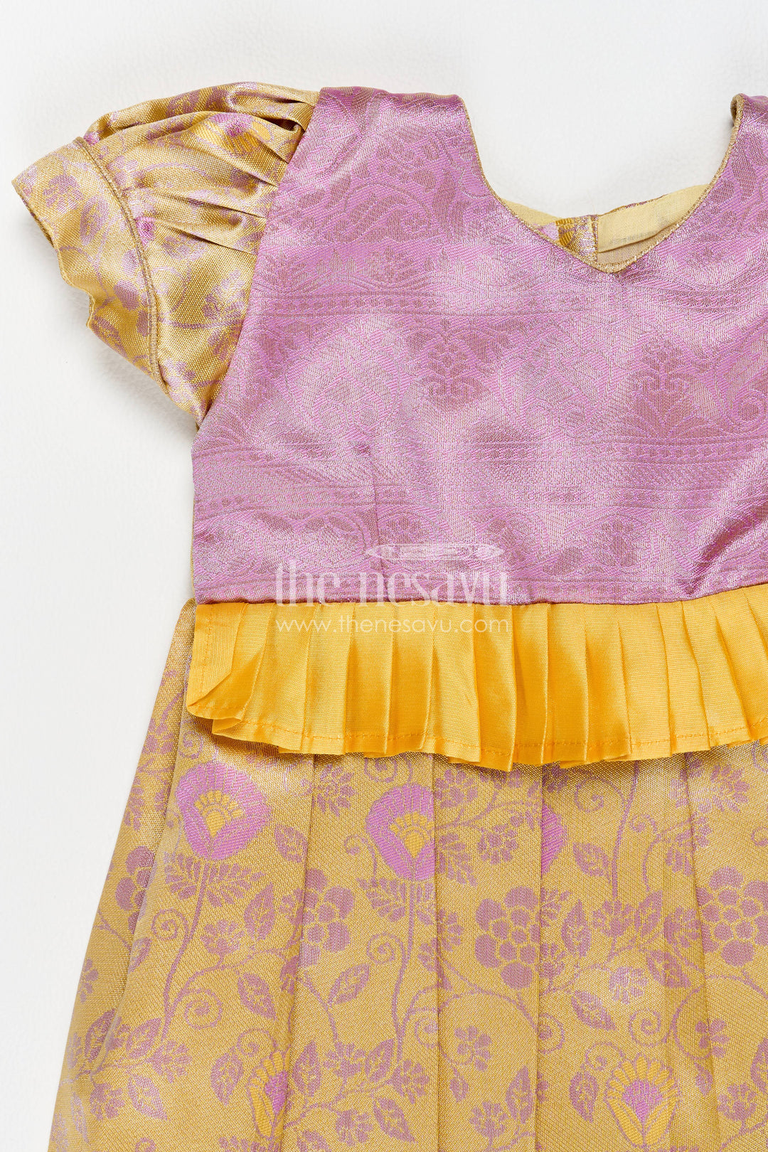 The Nesavu Girls Kanchi Silk Frock Silk Frock for Girls in Purple for Family Celebrations Nesavu Nesavu Silk Frock For Girls In Purple For Family Celebrations