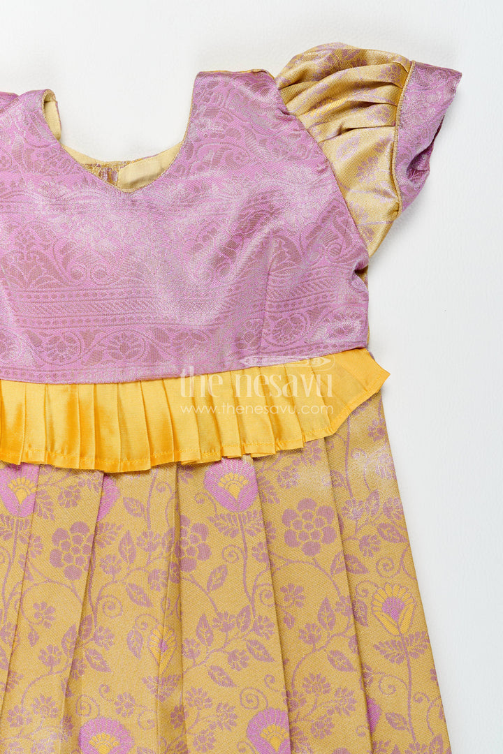 The Nesavu Girls Kanchi Silk Frock Silk Frock for Girls in Purple for Family Celebrations Nesavu Nesavu Silk Frock For Girls In Purple For Family Celebrations