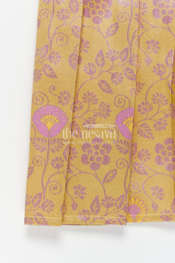 The Nesavu Girls Kanchi Silk Frock Silk Frock for Girls in Purple for Family Celebrations Nesavu Nesavu Silk Frock For Girls In Purple For Family Celebrations