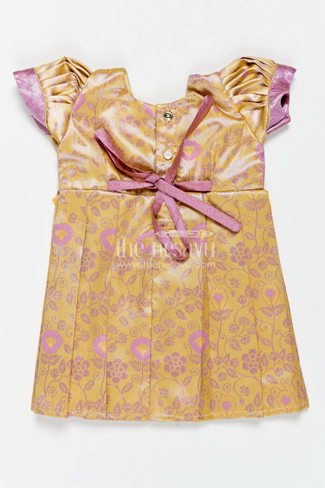 The Nesavu Girls Kanchi Silk Frock Silk Frock for Girls in Purple for Family Celebrations Nesavu Nesavu Silk Frock For Girls In Purple For Family Celebrations