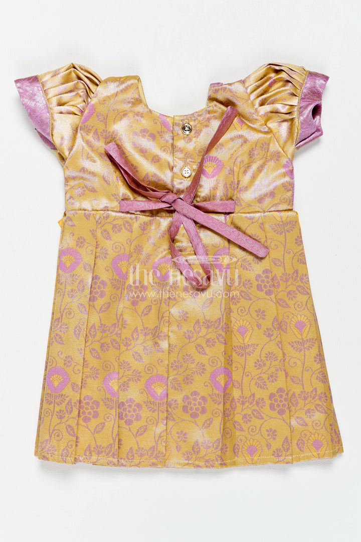 The Nesavu Girls Kanchi Silk Frock Silk Frock for Girls in Purple for Family Celebrations Nesavu Nesavu Silk Frock For Girls In Purple For Family Celebrations