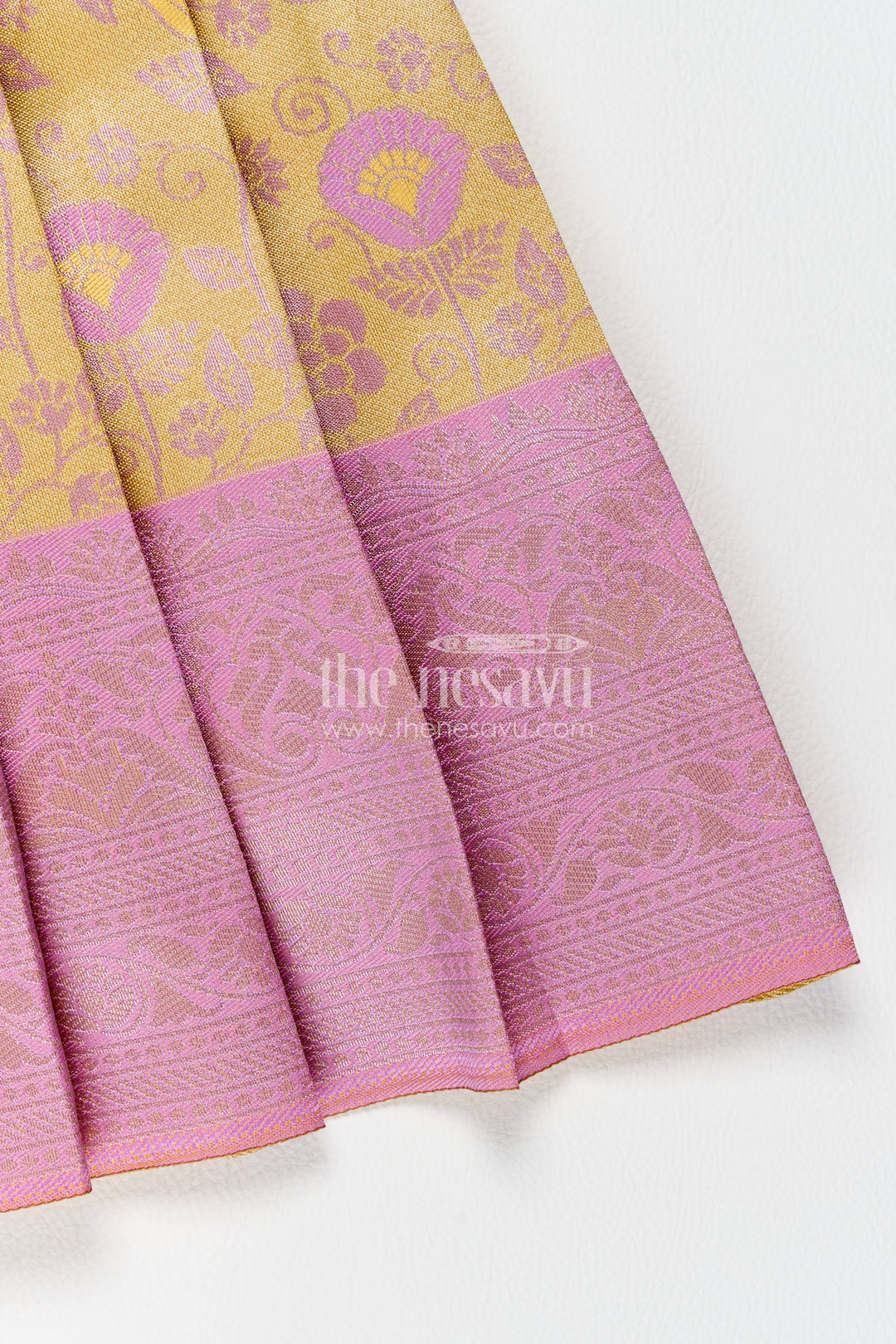 The Nesavu Girls Kanchi Silk Frock Silk Frock for Girls in Purple for Family Celebrations Nesavu Nesavu Silk Frock For Girls In Purple For Family Celebrations