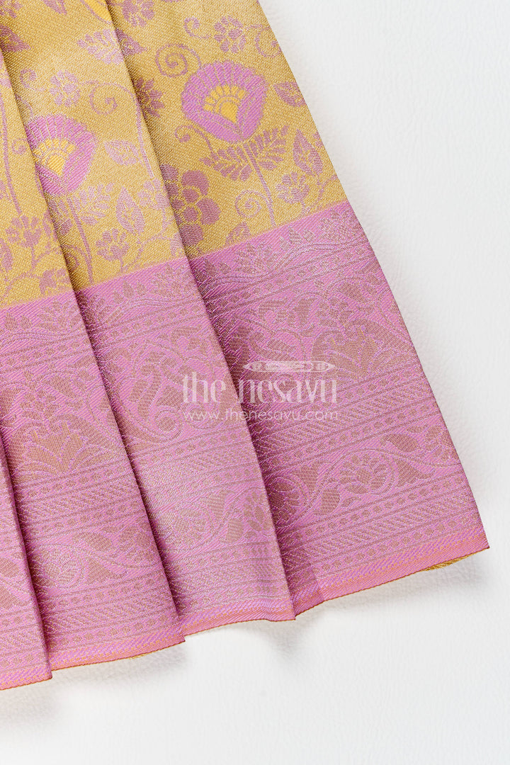 The Nesavu Girls Kanchi Silk Frock Silk Frock for Girls in Purple for Family Celebrations Nesavu Nesavu Silk Frock For Girls In Purple For Family Celebrations