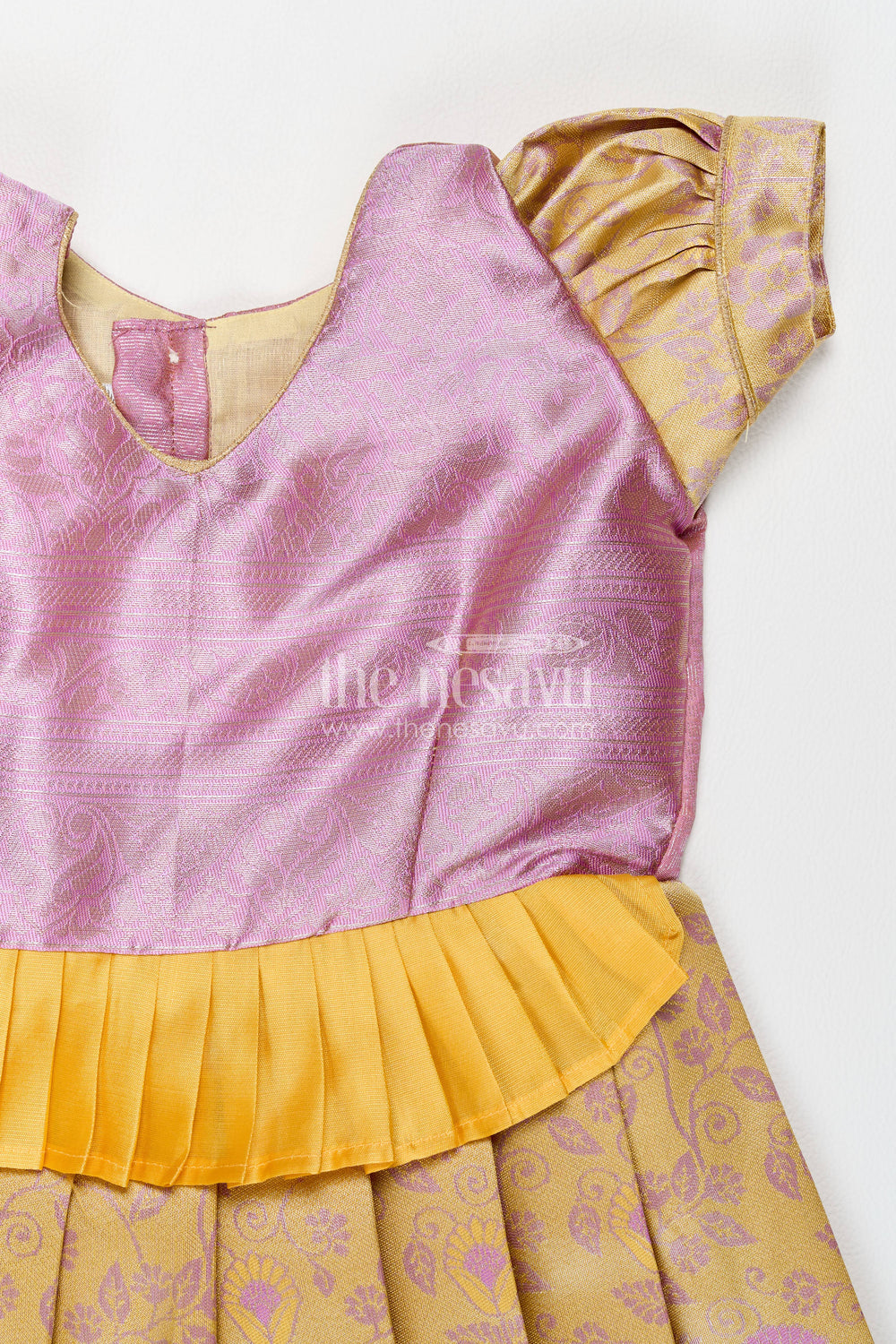 The Nesavu Girls Kanchi Silk Frock Silk Frock for Girls in Purple for Family Celebrations Nesavu Nesavu Silk Frock For Girls In Purple For Family Celebrations