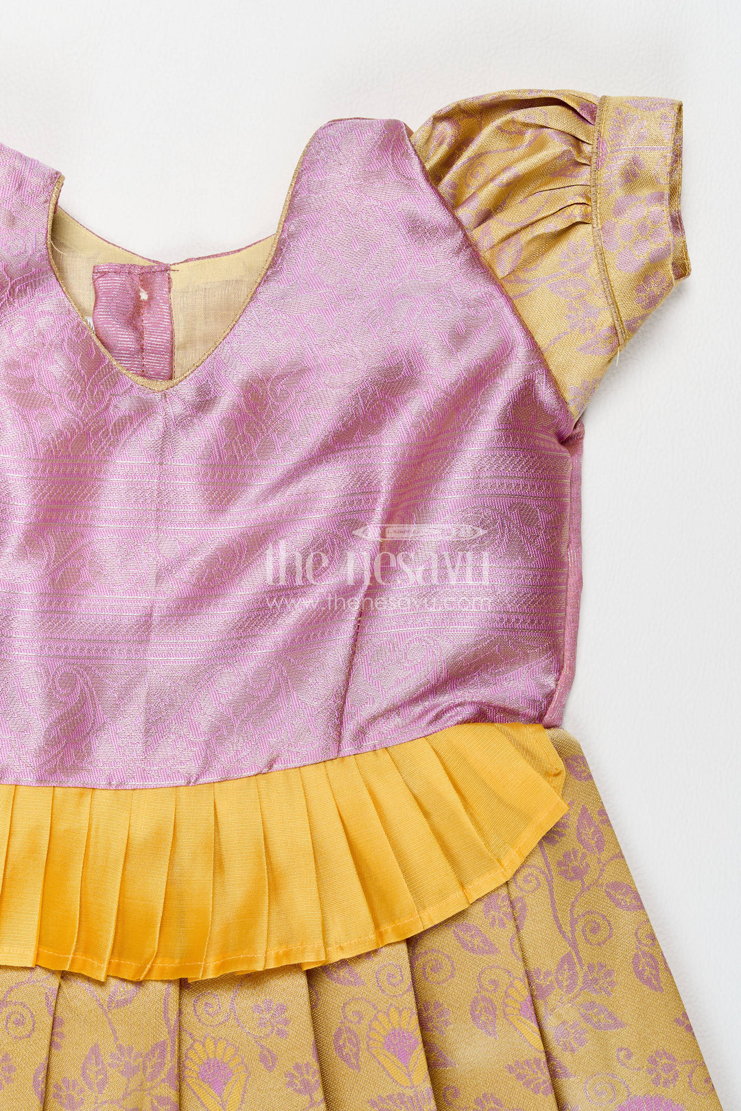 The Nesavu Girls Kanchi Silk Frock Silk Frock for Girls in Purple for Family Celebrations Nesavu Nesavu Silk Frock For Girls In Purple For Family Celebrations