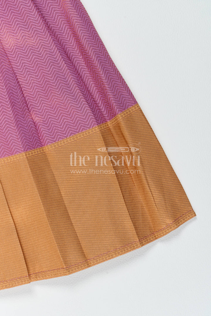 The Nesavu Girls Kanchi Silk Frock Silk Frock for Girls with Jacquard Weave for Festive Occasions Nesavu Nesavu Silk Frock For Girls In Purple For Parties And Memorable Photos