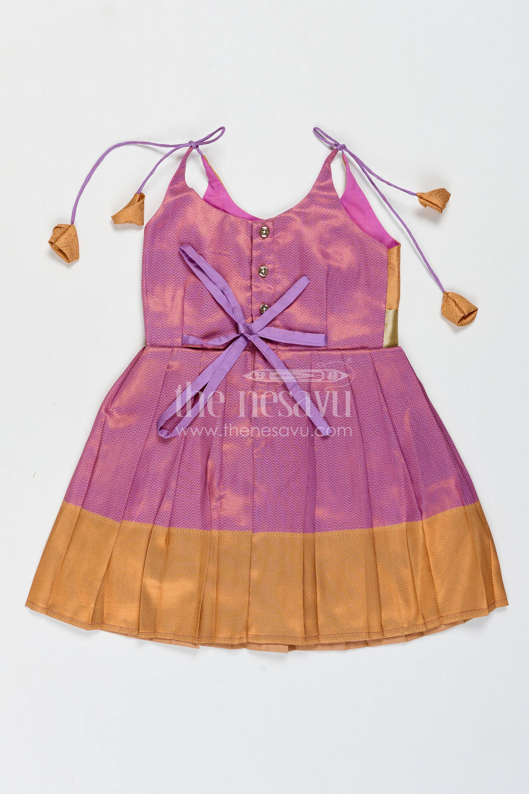The Nesavu Girls Kanchi Silk Frock Silk Frock for Girls with Jacquard Weave for Festive Occasions Nesavu Nesavu Silk Frock For Girls In Purple For Parties And Memorable Photos