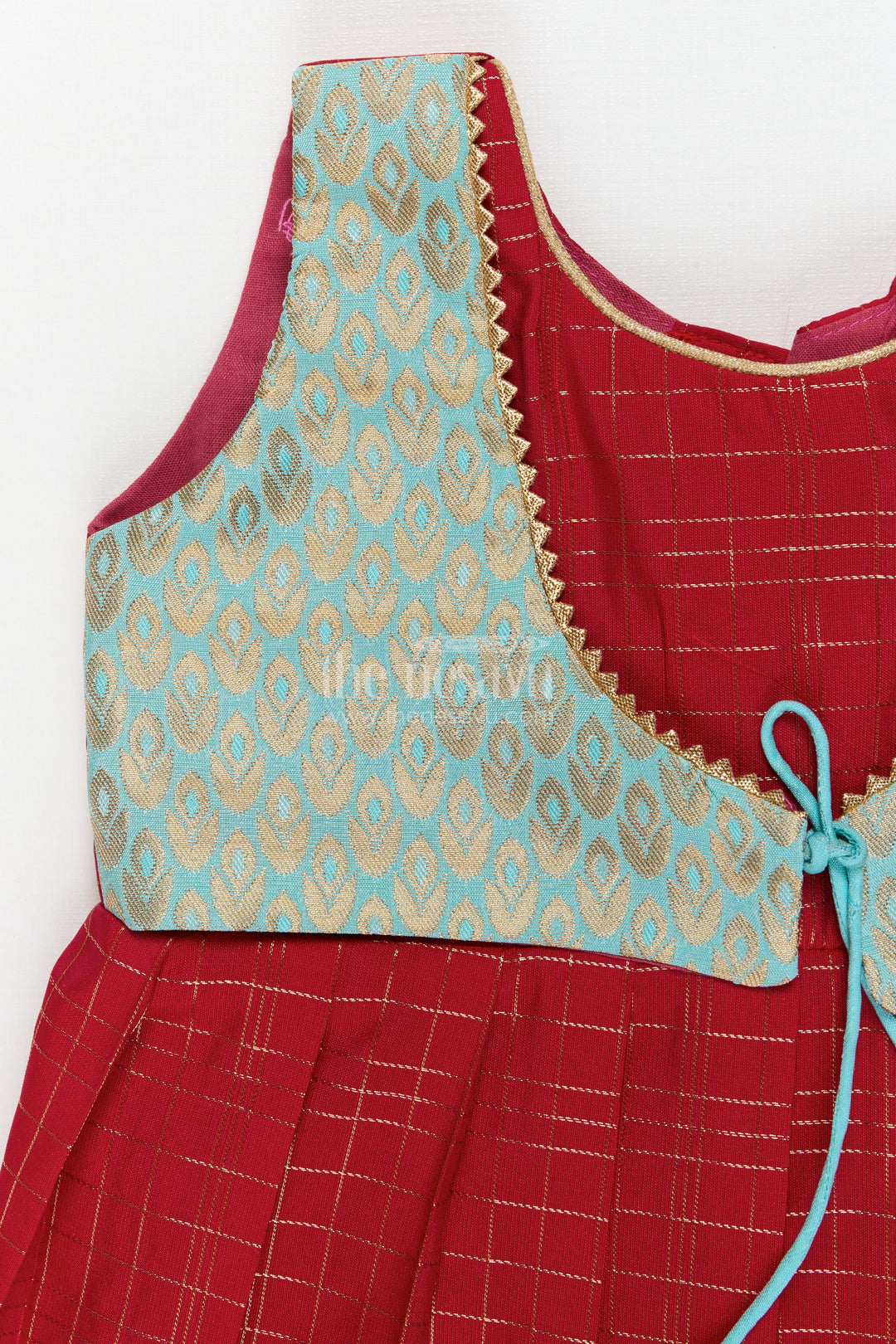 The Nesavu Girls Kanchi Silk Frock Silk Frock for Toddler Girls with Bridal Saree Inspired Detailing for Festive Occasions Nesavu Nesavu toddler girl silk frock with bridal saree inspired zari borders for traditional functions