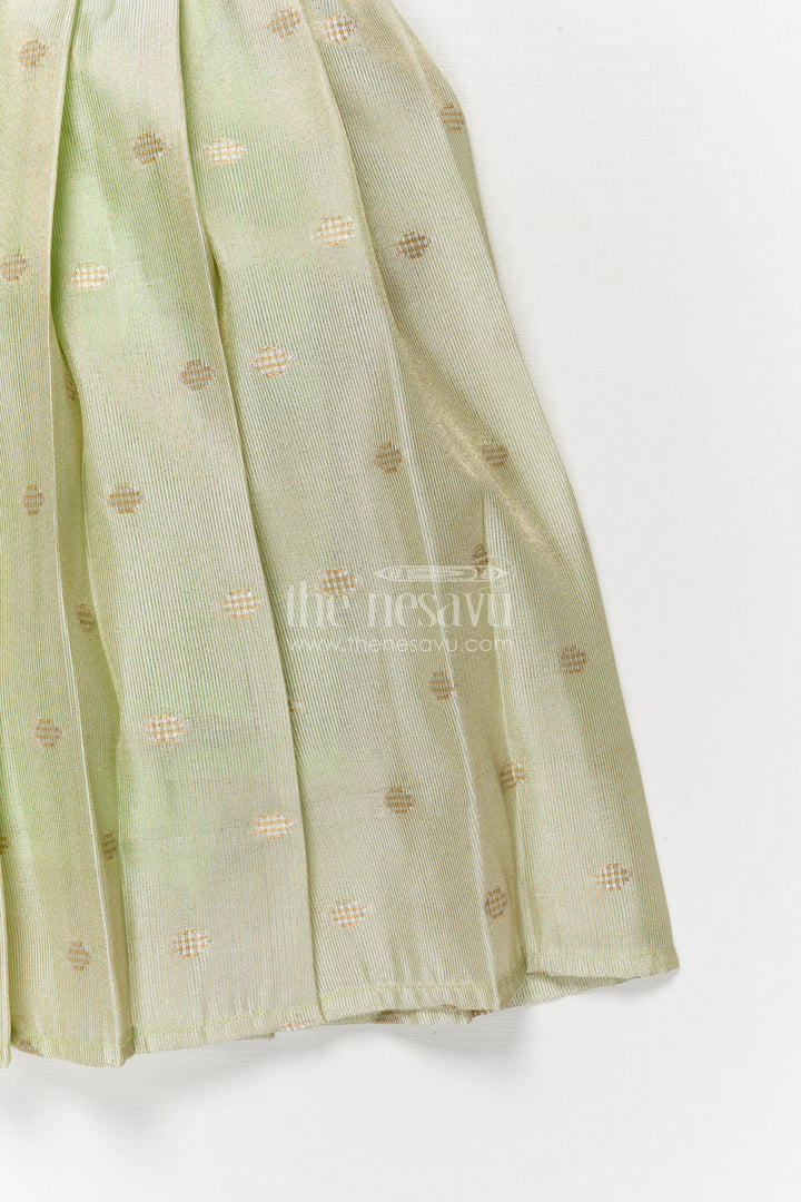 The Nesavu Silk Frock Silk Frock for Toddlers with Pleated Flare for Family Functions Nesavu Nesavu silk frock for toddlers with shimmer pleated skirt – great for naming ceremonies and poojas