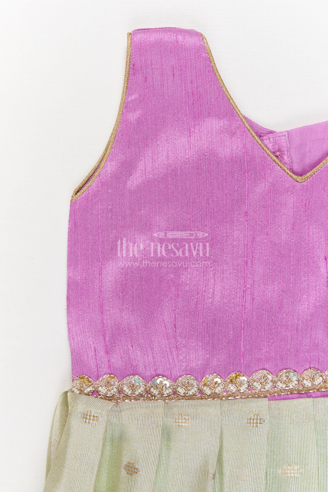 The Nesavu Silk Frock Silk Frock for Toddlers with Pleated Flare for Family Functions Nesavu Nesavu silk frock for toddlers with shimmer pleated skirt – great for naming ceremonies and poojas