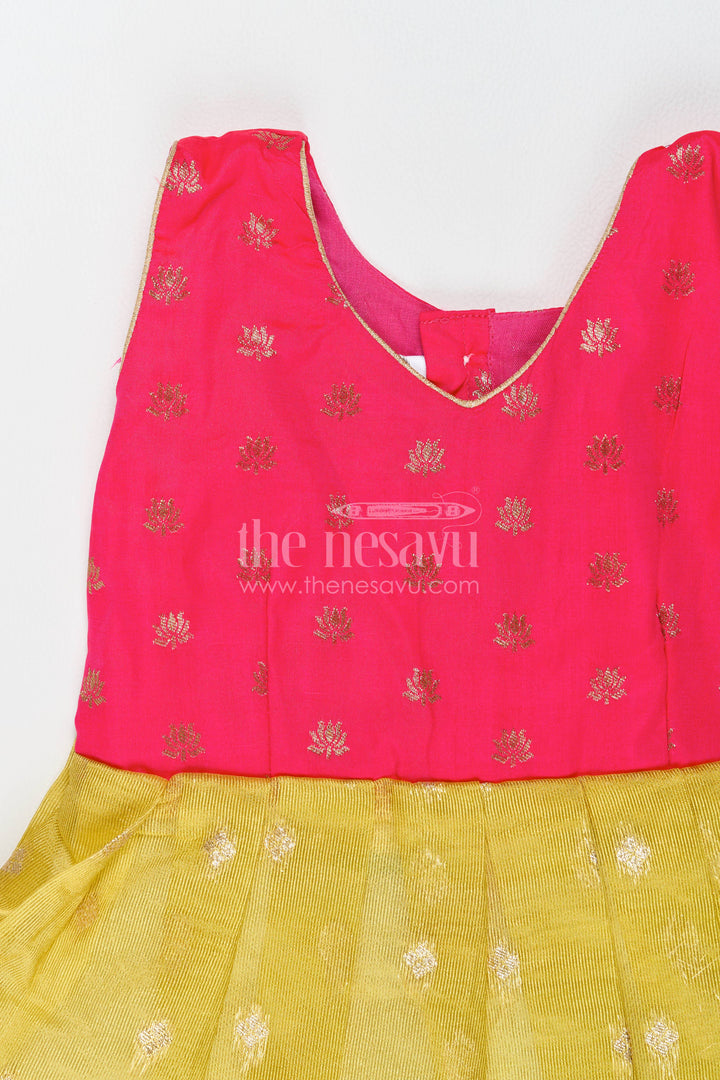 The Nesavu Silk Frock Silk Frock in Red with an Occasion Ready Finish Nesavu Nesavu Silk Frock With Jacquard Weave For Weddings And Family