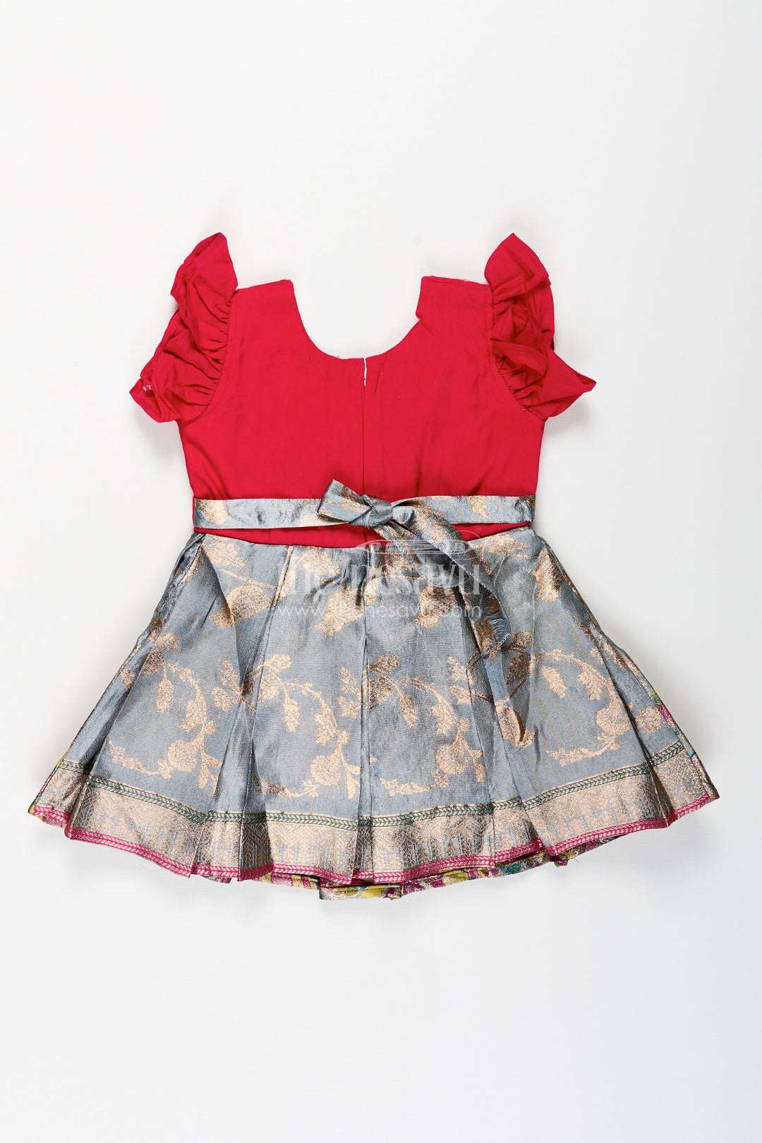 The Nesavu Silk Party Frock Silk Party Frock for Baby Girl with Embroidered Bird Motif and Tissue Pleats Nesavu Nesavu baby girl silk party frock bird embroidery zari tissue skirt  perfect occasions