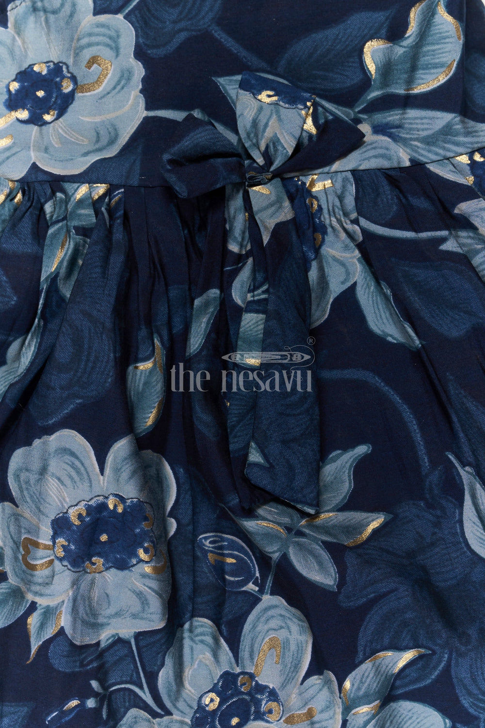 The Nesavu Girls Fancy Frock Simple Cotton Frocks for Baby Girl in Navy Blue Floral Prints Nesavu Nesavu Simple Cotton Frocks Baby Girls  Navy Blue Floral Design Comfort