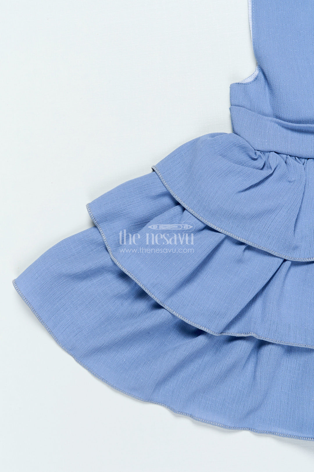 The Nesavu Baby Frocks Sleeveless Baby Frock In Georgette for Playdates and Photo Sessions Nesavu Nesavu sleeveless baby frock soft georgette pleated tiers casual wear outings