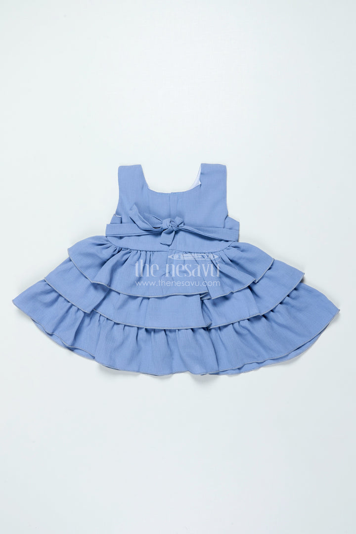 The Nesavu Baby Frocks Sleeveless Baby Frock In Georgette for Playdates and Photo Sessions Nesavu Nesavu sleeveless baby frock soft georgette pleated tiers casual wear outings