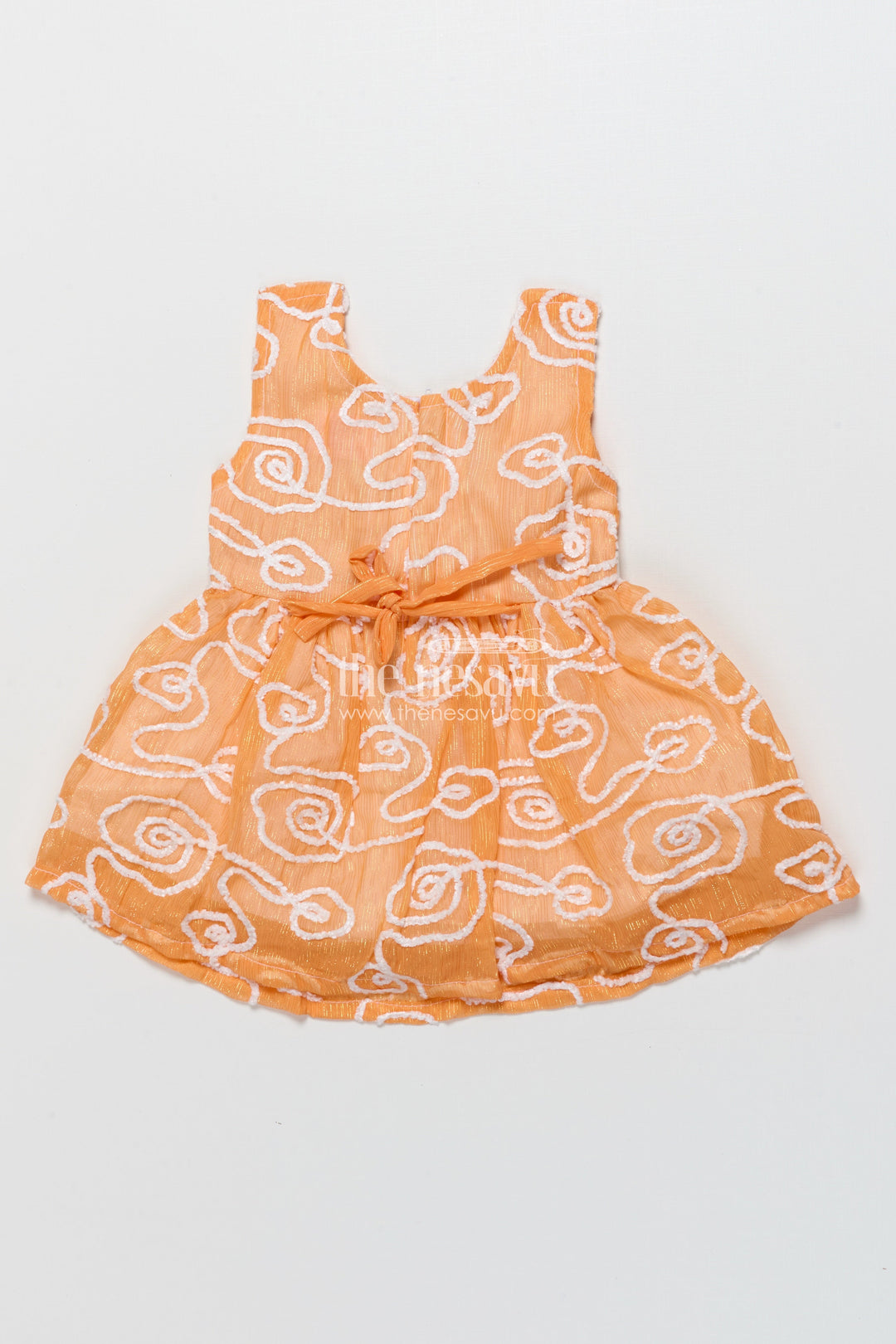 The Nesavu Girls Fancy Frock Sleeveless Baby Girl Frock for Birthday Parties and Summer Events Nesavu Nesavu sleeveless baby girl frock bow belt birthday parties summer celebrations