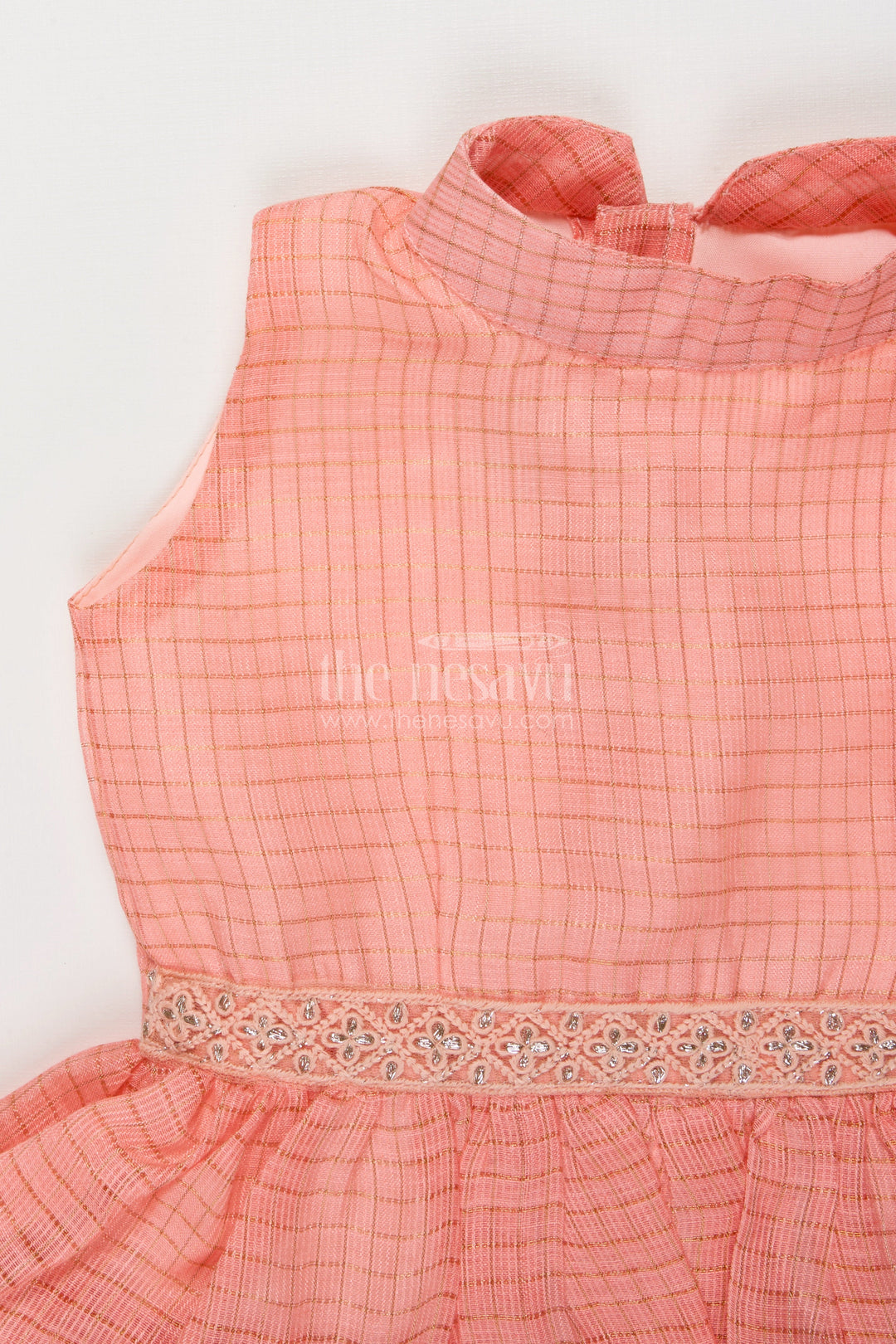 The Nesavu Girls Cotton Frock Sleeveless Baby Girl Frock with Layered Ruffles for Birthday Celebrations Nesavu Nesavu baby girl frock with cotton ruffle tiers and sleeveless neckline for birthdays