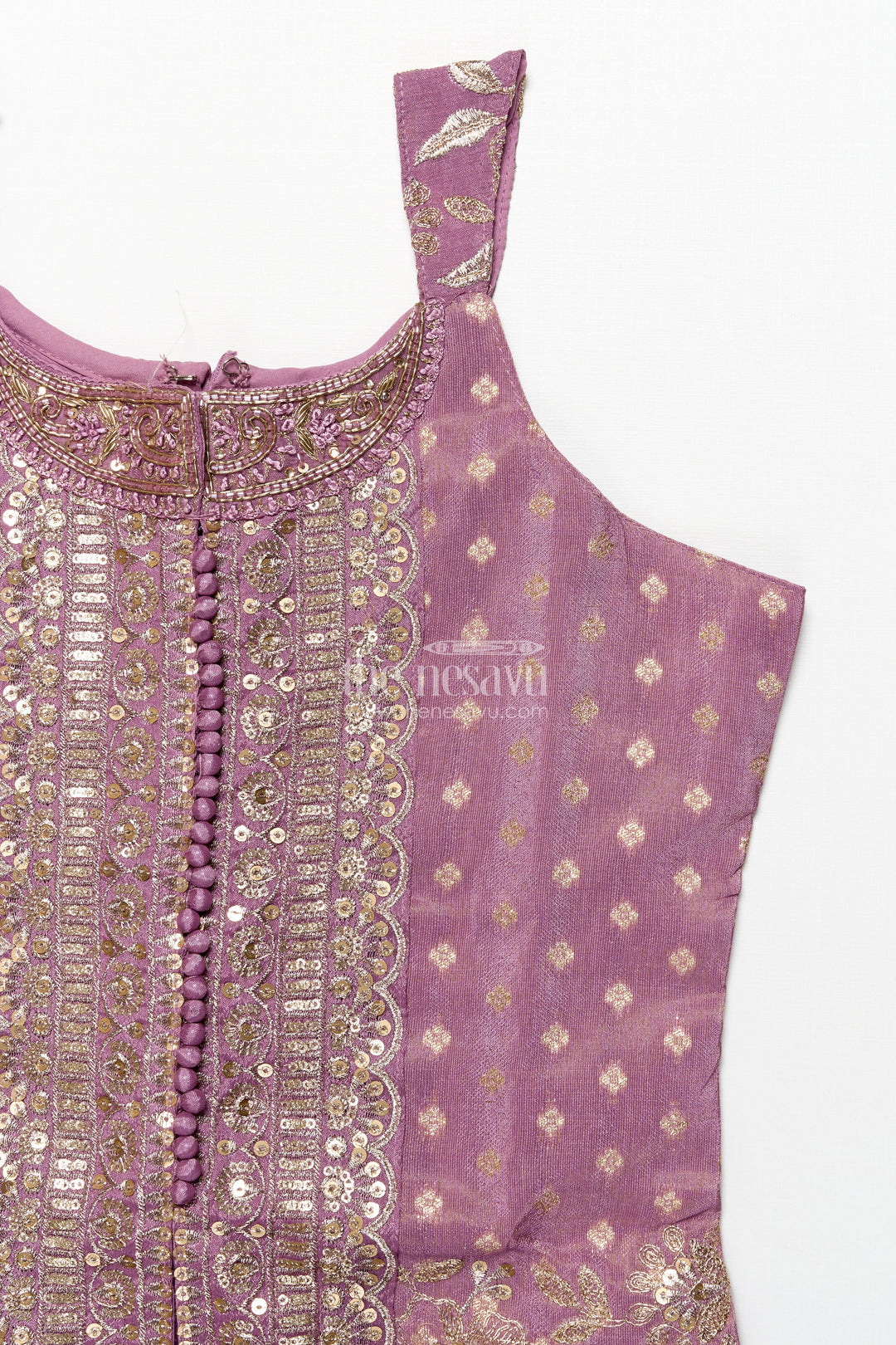 The Nesavu Girls Sharara / Plazo Set Sleeveless Ethnic Sharara Set with Intricate Embroidery for Festive Occasions Nesavu Nesavu girls sharara set embroidered viscose silk top flared pants celebrations