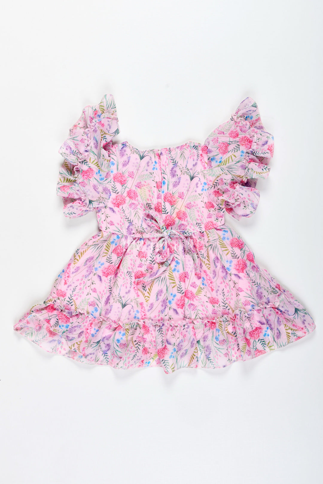 The Nesavu Baby Cotton Frocks Sleeveless Floral Frock for Baby Girls Daily Wear Nesavu Nesavu Baby Girl Georgette Frock Digital Floral Patterns Ruffle Accents Everyday Comfort