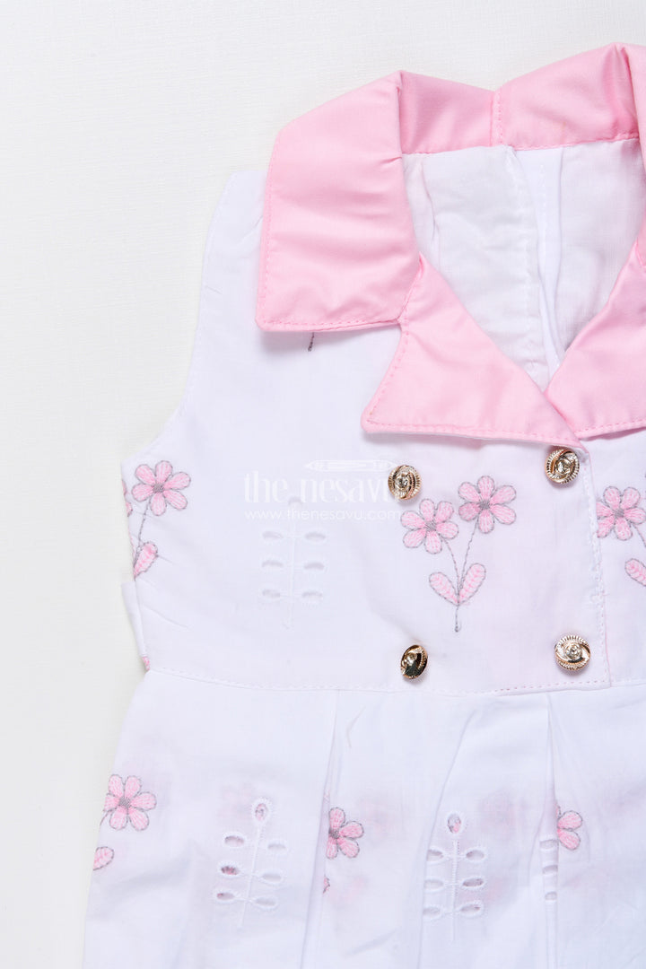 The Nesavu Girls Cotton Frock Sleeveless Hakoba Cotton Frock with Soft Embroidery Work Nesavu Nesavu hakoba embroidered cotton frock  sleeveless floral casual wear girls