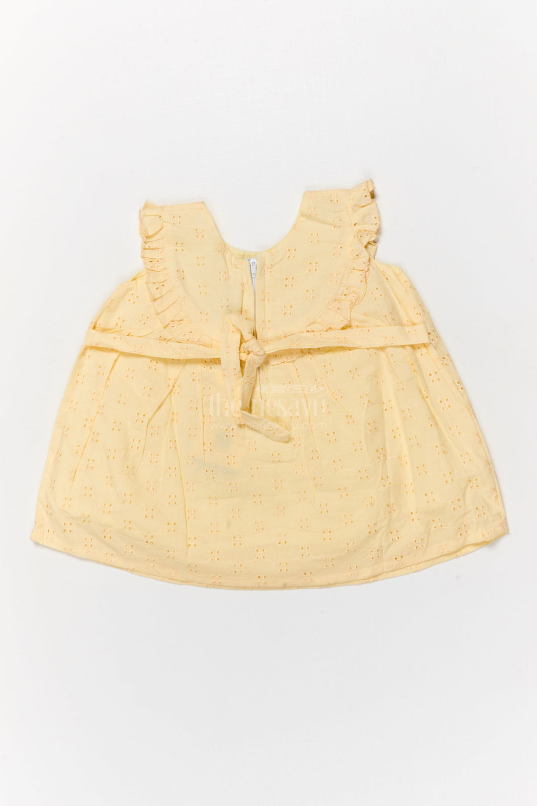 The Nesavu Baby Cotton Frocks Sleeveless Hakoba Frock for Baby Girls with Ruffle Detail for Traditional Moments Nesavu Nesavu baby girl sleeveless hakoba cotton frock with ruffle detail for traditional family outings