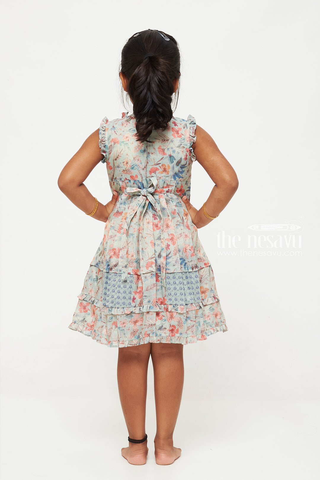 The Nesavu Girls Cotton Frock Soft Cotton Floral Frock for Girlscomfortable Playtime & Fancy Outfit Nesavu Soft Cotton Frocks for Girls | The Nesavu