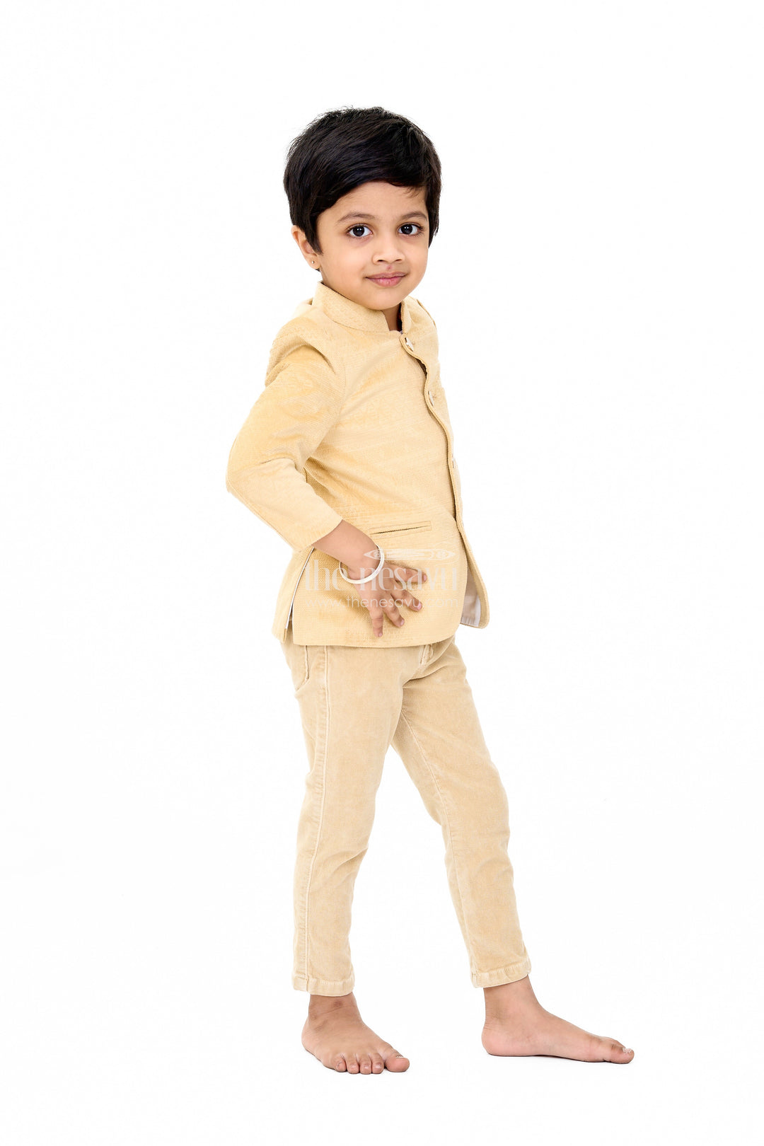 The Nesavu Boys Blazer Set Sophisticated Boys Traditional Kurta Set with Modern Trousers and T-Shirt Nesavu Boys Designer Ethnic Kurta and Trousers Set | The Nesavu