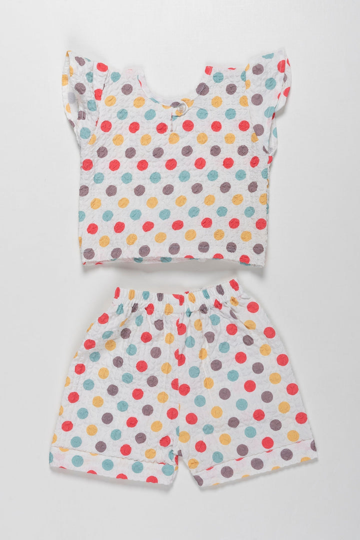 The Nesavu Baby Casual Sets Spotty Dotty Rainbow Set: Girls Playful Polka-Dotted Tee & Shorts Nesavu Girls Polka Dot Cotton Set | Active & Casual Wear for Trendy Toddlers | The Nesavu