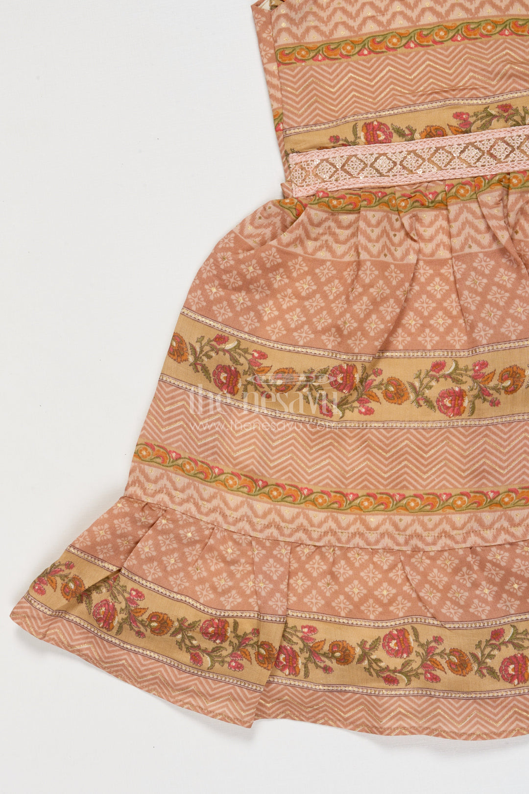 The Nesavu Girls Cotton Frock Strappy Baby Girl Frock with Traditional Digital Print for Festive Gatherings Nesavu Nesavu baby girl strappy frock in modal silk with festive digital prints for ethnic wear