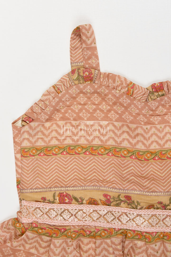 The Nesavu Girls Cotton Frock Strappy Baby Girl Frock with Traditional Digital Print for Festive Gatherings Nesavu Nesavu baby girl strappy frock in modal silk with festive digital prints for ethnic wear